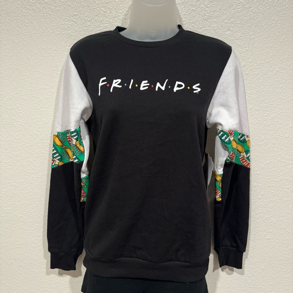 NWT friends central perk black & green graphic long sleeve crewneck sweater top